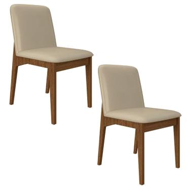 Imagem de Kit 2 Cadeiras Windsor Estofadas Em Corino Freijó/cori Bege - M.a