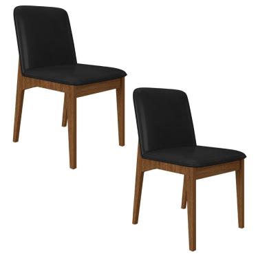 Imagem de Kit 2 Cadeiras Windsor Estofadas Em Corino Freijó/cori Preto - M.a