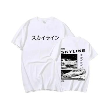 Imagem de Camiseta Oversized De Algodão Anime AE86 R34 Skyline GTR JDM 2024 Moda