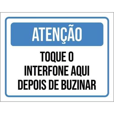 Imagem de Kit 10 Placa Acm Atenção Toque Interfone Depois Buzinar18X23 - Sinaliz