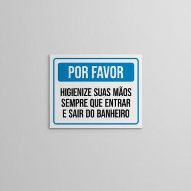 Imagem de Placa Acm Higiene Mãos Sempre Entrar Sair Banheiro 18X23 - Sinalizo