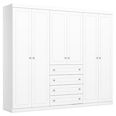 Imagem de Guarda Roupa Casal 6 Portas 4 Gavetas 262 cm Americano Branco HP HENN,