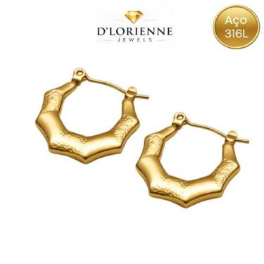 Imagem de Brinco Feminino Argola Aço Cirúrgico 316L Banho PVD Ouro 18K Hipoalerg
