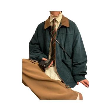 Imagem de Jaqueta Bomber Masculina Estilo Americano Vintage Com Zíper, Corta-Ven