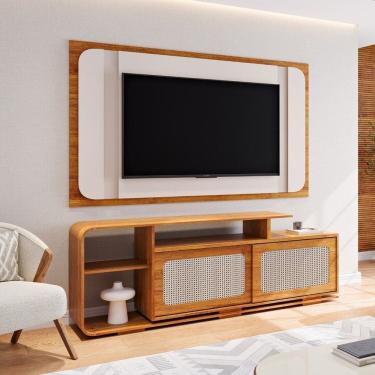 Imagem de Rack com Painel para Tv até 75 Polegadas Holden com 2 Portas Deslizantes Mel/Off White
