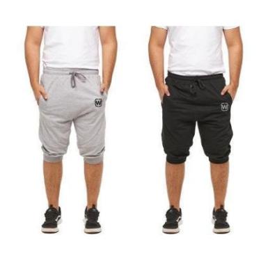 Imagem de Kit 02 Bermudas de Moletom Wooks Masculina Fitness Saruel Skinny WB2-Masculino