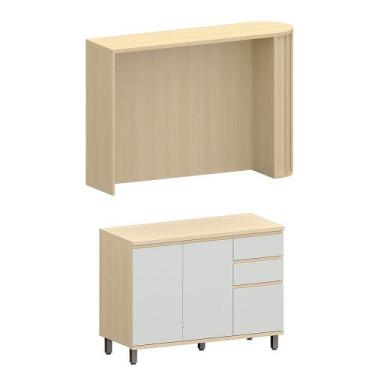 Imagem de Bancada de Cozinha Com Balcão 100 MDF 144cm Aura Luciane Móveis - Kit,