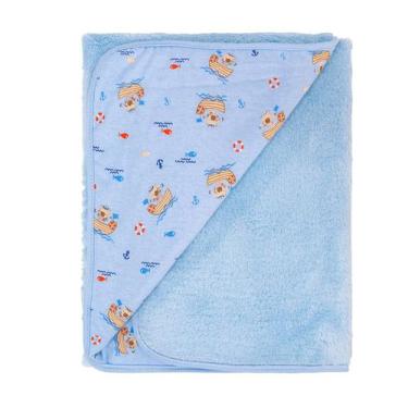 Imagem de Manta Microfibra para Bebê Dupla Face 85 cm x 1,00 m Bublim, Marinheir
