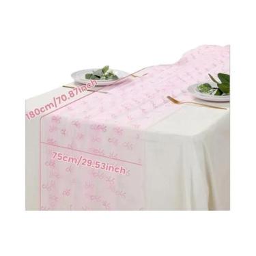 Imagem de Caminho De Mesa Rosa Com Laço Para Meninas, Decoração Para Chá De Bebê