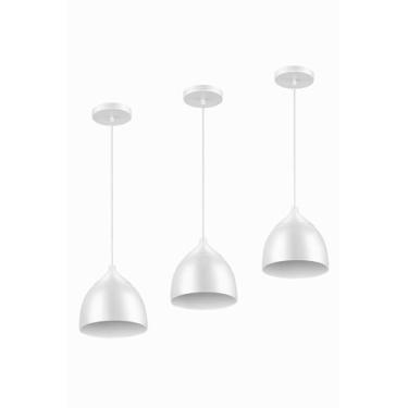 Imagem de Kit 3 Pendentes Luminárias Balcão Bancada de Teto Lustre Fun Elgin (Branco)