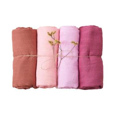 Imagem de Cobertores De Muslin 100% Algodão 4PCS 120x110cm Toalha De Banho De Ba