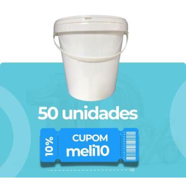 Imagem de Balde Plástico Atóxico de 3.6L com Tampa Lacre - Kit com 50 Peças - na