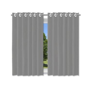 Imagem de Cortina Blackout Cinza PVC 280x250cm com Ilhós Corta Luz - Vida Pratik