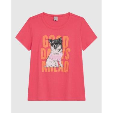 Imagem de Camiseta Feminina Manga Curta Estampa Frontal Em Malha Algodão - Malwe