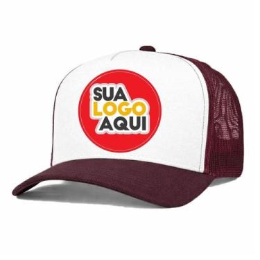 Imagem de Kit 5 Bonés Personalizados DTF Trucker Redinha Tela Aba Curva Cor:Verm