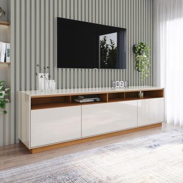 Imagem de Rack para Tv com 3 Portas e Rodízios 180cm Orion Cinamomo/Off White