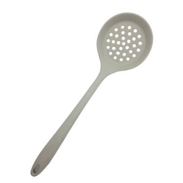 Imagem de Escumadeira em Silicone Utensílio de Cozinha Cinza 32cm - Wari