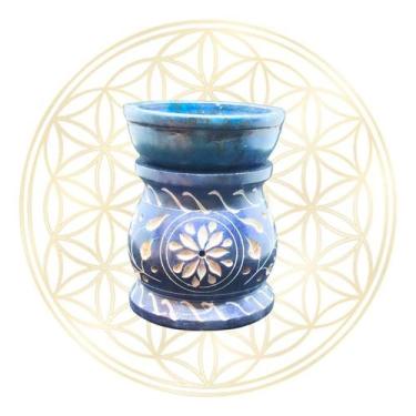Imagem de Rechaud Difusor de Aromas Indiano de Pedra Sabão - Fluir, P - AZUL