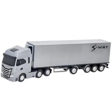 Imagem de Caminhão Grande 53cm Baú Iveco S-Way Com Rodas Livres - Brinquedo Infa