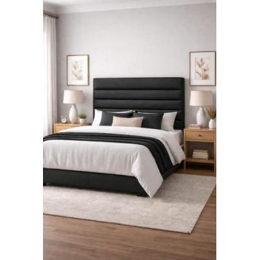 Imagem de Cabeceira Albany Belufan 195cm para Cama Box Casal King Estofada Moder