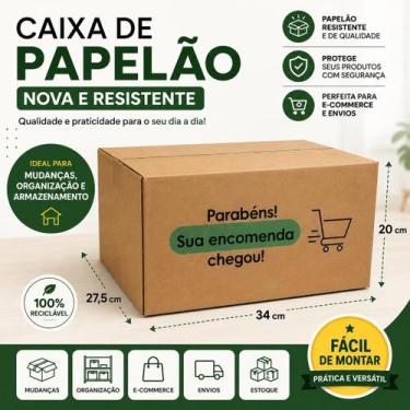 Imagem de Caixa de Papelão Nova 30x20x27,5cm Para Mudança Organização Envio Ecom
