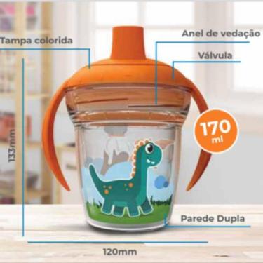 Imagem de Copo Infantil de Treinamento Antivazamento - Dinossauro de 170ml - HS