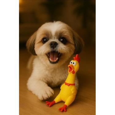 Imagem de Brinquedo Cão Mordedor Galinha Sonoro 16,5cm - no-brand