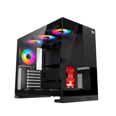 Imagem de Gabinete Gamer Aquário Redragon Eternal Pro - Display TFT 4.3 - Até 7 Fans - ATX - Preto - CA-613B