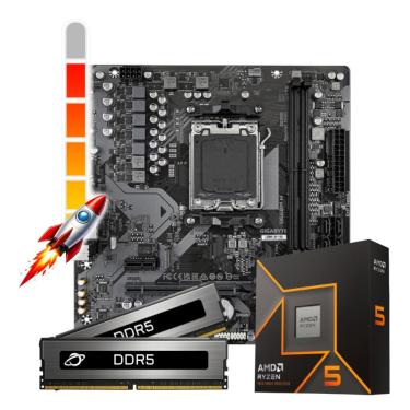 Imagem de Kit Upgrade Processador AMD Ryzen™ 5 9600X + Placa Mãe B650MH + Memória 32GB DDR5