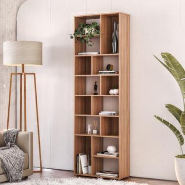 Imagem de Estante de Livros 67CMX210CM 14 Nichos Dallas Marrom/Freijó - Miroo Mó