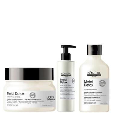 Imagem de Kit Pre Shampoo 250ml Shampoo 300ml Mascara 250ml Loreal Metal Detox p