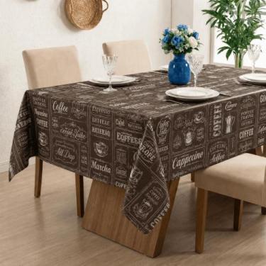 Imagem de Toalha de Mesa Térmica Expresso Decoração Cozinha Marrom - SUPER