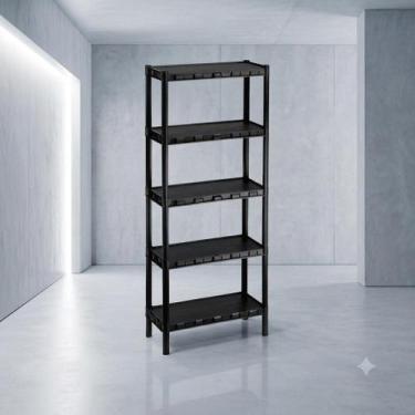 Imagem de Estante Plástico Preta 5 Prateleiras Nápoles Organizador Livros Ferram
