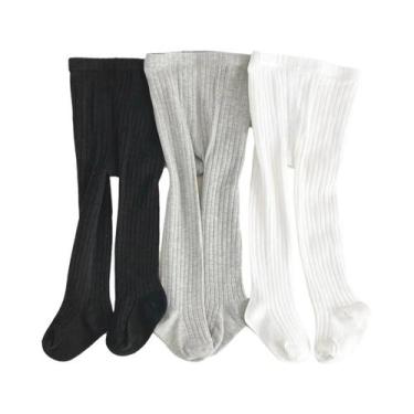 Imagem de Meias Leggings De Cor Sólida Para Bebês E Crianças, 3 Pares, Versáteis