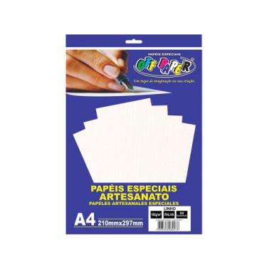 Imagem de Papel Linho Branco A4 180g 50fls Impressões Artesanato - OFF PAPER