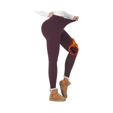 Imagem de Leggings Térmicas Femininas De Cintura Alta Forradas Com Fleece, Calça