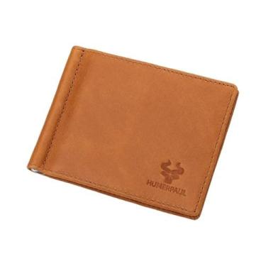 Imagem de Carteira De Couro Slim Para Homens Com Bloqueio RFID, Clip Para Dinhei