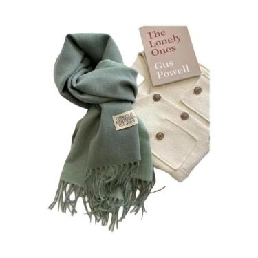 Imagem de Cachecol De Cashmere Dupla Face Quente Com Franjas Em Diferentes Cores