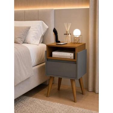 Imagem de Mesa de Cabeceira Evora 1 Gaveta Pés Palito 30cm cores - Comprar Movei