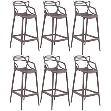 Imagem de Loft7 Home Decor, Conjunto Kit 6 Banquetas Alta Allegra Design 76 cm Polipropileno Injetado Alta Densidade Sala De Jantar Cozinha Jantar Bar Jardim Varanda Fend