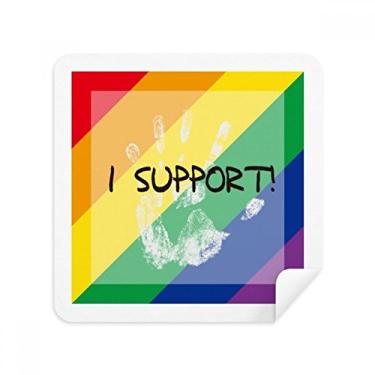 Imagem de LGBT Bandeira de arco-íris I Support Glasses Cloth Cleaner Suede Fabric 2 Pack