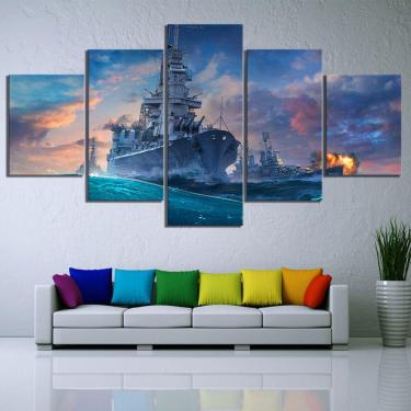 Imagem de Quadro Decorativos Batalha Naval com 5 peças 130x65