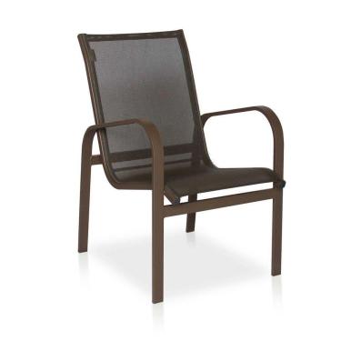 Imagem de Cadeira Para Varanda, área Externa, Gourmet E Jardim - Marrom Em Tela Sling Marrom