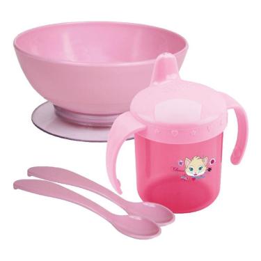 Imagem de Kit para Refeição Bebê Prato com Ventosa Colher e Caneca