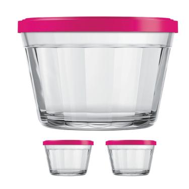 Imagem de 2 Tigela Vidro Americano Tampa Plastica Sortida 1L Nadir