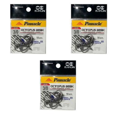 Imagem de Kit Anzol de Pesca Maruri Octopus Beak Aço Carbono N° 3/0 30 Peças