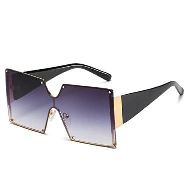 Imagem de Óculos de sol quadrados superdimensionados, óculos de sol sem aro, uma peça, tons de luxo gradiente, design retro uv400 vintage, cinza