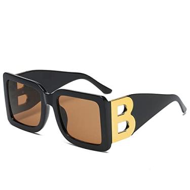Imagem de Óculos de sol superdimensionados fashion femininos óculos de sol de armação grande para óculos de sol femininos na moda ao ar livre tons uv400, chá preto, como imagem