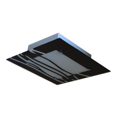 Imagem de Lustre Plafon de vidro Para 02 Lâmpadas 30cm - Ondas Pretas