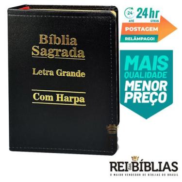 Imagem de Bíblia Letra Grande - Luxo - Preta - C/ Harpa - 11X18cm